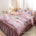 Atacado saia de cama levantada estampada coreana queen size king size